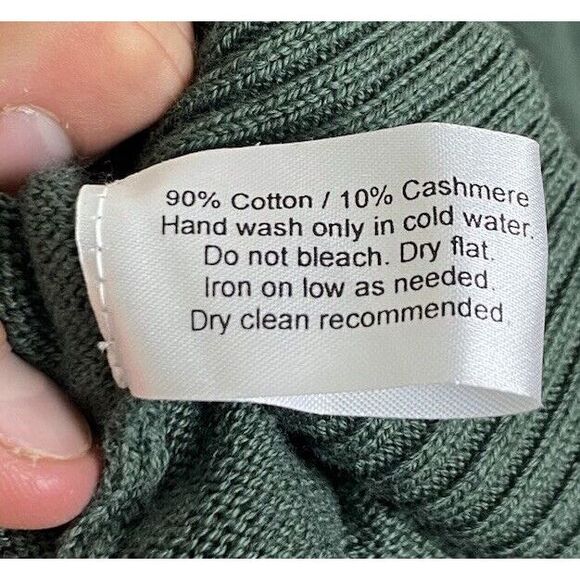 Criquet Cable Knit Sweater Mens Medium Green Fisherman Cashmere Blend Sweatshirt - Picture 9 of 13